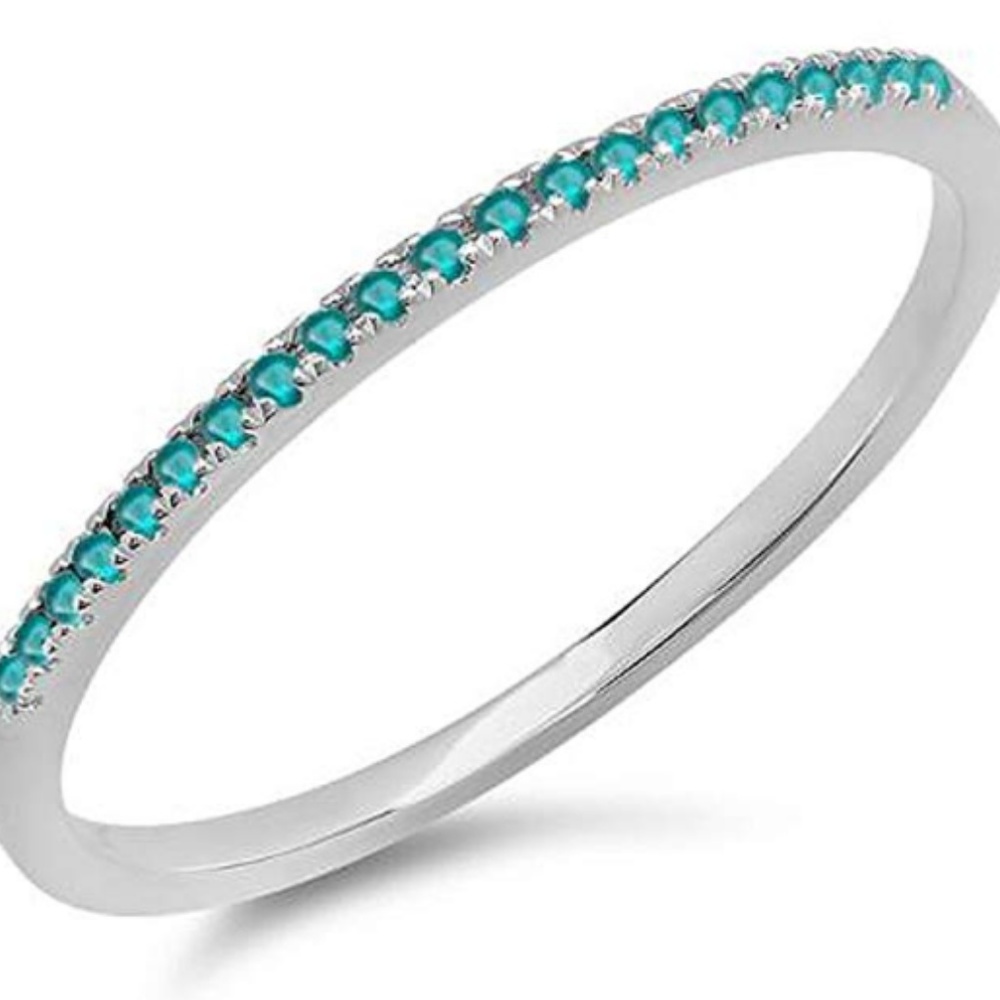 10k Blue Diamond Dainty Ring
